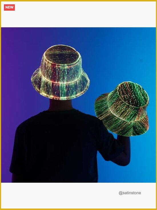 LED Bucket Hat Light up Fisherman Cap 7 Colors Rave Party USB Rechargeable main image 7